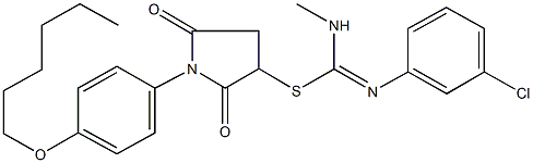 1-[4-(hexyloxy)phenyl]-2,5-dioxo-3-pyrrolidinyl N'-(3-chlorophenyl)-N-methylimidothiocarbamate 结构式