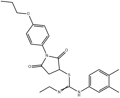 2,5-dioxo-1-(4-propoxyphenyl)-3-pyrrolidinyl N'-(3,4-dimethylphenyl)-N-ethylimidothiocarbamate Structure