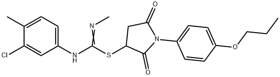 2,5-dioxo-1-(4-propoxyphenyl)-3-pyrrolidinyl N'-(3-chloro-4-methylphenyl)-N-methylimidothiocarbamate Structure