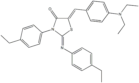 5-[4-(diethylamino)benzylidene]-3-(4-ethylphenyl)-2-[(4-ethylphenyl)imino]-1,3-thiazolidin-4-one Structure