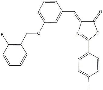 4-{3-[(2-fluorobenzyl)oxy]benzylidene}-2-(4-methylphenyl)-1,3-oxazol-5(4H)-one 结构式