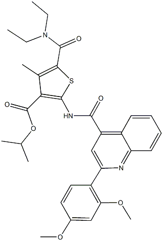 isopropyl 5-[(diethylamino)carbonyl]-2-({[2-(2,4-dimethoxyphenyl)-4-quinolinyl]carbonyl}amino)-4-methyl-3-thiophenecarboxylate Structure