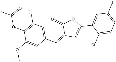 353472-36-3 2-chloro-4-[(2-(2-chloro-5-iodophenyl)-5-oxo-1,3-oxazol-4(5H)-ylidene)methyl]-6-methoxyphenyl acetate