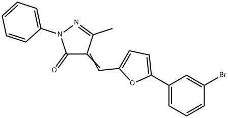 4-{[5-(3-bromophenyl)-2-furyl]methylene}-5-methyl-2-phenyl-2,4-dihydro-3H-pyrazol-3-one Structure