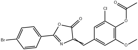 4-[(2-(4-bromophenyl)-5-oxo-1,3-oxazol-4(5H)-ylidene)methyl]-2-chloro-6-methoxyphenyl acetate Structure