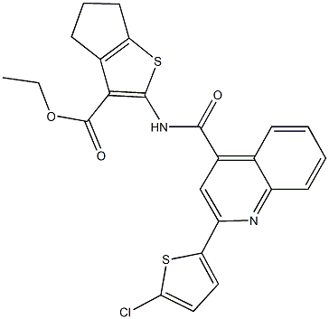 ethyl 2-({[2-(5-chloro-2-thienyl)-4-quinolinyl]carbonyl}amino)-5,6-dihydro-4H-cyclopenta[b]thiophene-3-carboxylate Structure