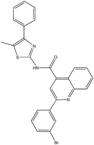 2-(3-bromophenyl)-N-(5-methyl-4-phenyl-1,3-thiazol-2-yl)-4-quinolinecarboxamide 化学構造式