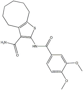 2-[(3,4-dimethoxybenzoyl)amino]-4,5,6,7,8,9-hexahydrocycloocta[b]thiophene-3-carboxamide Struktur