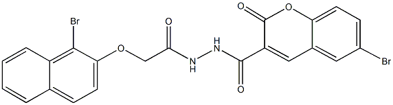 6-bromo-N'-{[(1-bromo-2-naphthyl)oxy]acetyl}-2-oxo-2H-chromene-3-carbohydrazide,353473-67-3,结构式