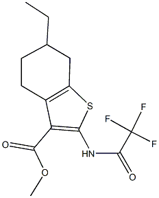 methyl 6-ethyl-2-[(trifluoroacetyl)amino]-4,5,6,7-tetrahydro-1-benzothiophene-3-carboxylate 化学構造式