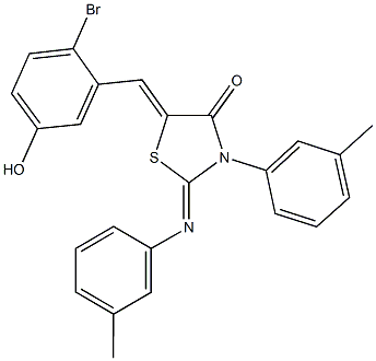 5-(2-bromo-5-hydroxybenzylidene)-3-(3-methylphenyl)-2-[(3-methylphenyl)imino]-1,3-thiazolidin-4-one Structure