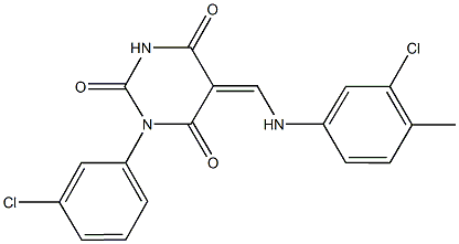 5-[(3-chloro-4-methylanilino)methylene]-1-(3-chlorophenyl)-2,4,6(1H,3H,5H)-pyrimidinetrione,353475-50-0,结构式