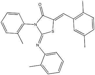 5-(2,5-dimethylbenzylidene)-3-(2-methylphenyl)-2-[(2-methylphenyl)imino]-1,3-thiazolidin-4-one 化学構造式