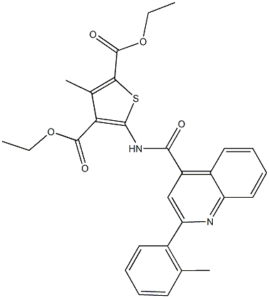 diethyl 3-methyl-5-({[2-(2-methylphenyl)-4-quinolinyl]carbonyl}amino)-2,4-thiophenedicarboxylate Structure