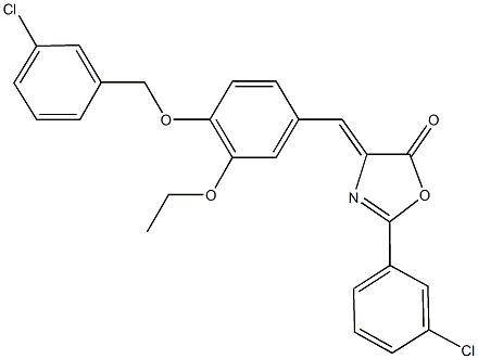 4-{4-[(3-chlorobenzyl)oxy]-3-ethoxybenzylidene}-2-(3-chlorophenyl)-1,3-oxazol-5(4H)-one,353476-23-0,结构式