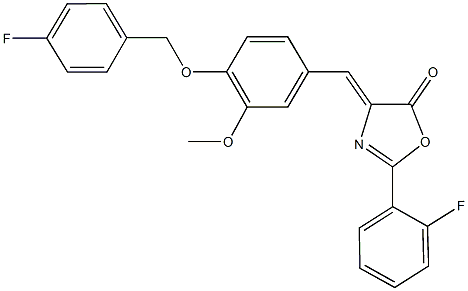 4-{4-[(4-fluorobenzyl)oxy]-3-methoxybenzylidene}-2-(2-fluorophenyl)-1,3-oxazol-5(4H)-one Struktur