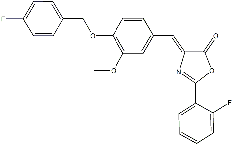 4-{4-[(4-fluorobenzyl)oxy]-3-methoxybenzylidene}-2-(2-fluorophenyl)-1,3-oxazol-5(4H)-one Structure