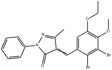 4-(2,3-dibromo-5-ethoxy-4-methoxybenzylidene)-5-methyl-2-phenyl-2,4-dihydro-3H-pyrazol-3-one,353476-31-0,结构式