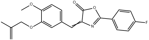 2-(4-fluorophenyl)-4-{4-methoxy-3-[(2-methyl-2-propenyl)oxy]benzylidene}-1,3-oxazol-5(4H)-one Struktur