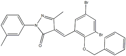 4-[2-(benzyloxy)-3,5-dibromobenzylidene]-5-methyl-2-(3-methylphenyl)-2,4-dihydro-3H-pyrazol-3-one,353477-75-5,结构式