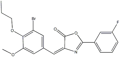 4-(3-bromo-5-methoxy-4-propoxybenzylidene)-2-(3-fluorophenyl)-1,3-oxazol-5(4H)-one 化学構造式