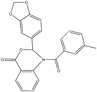 2-(1,3-benzodioxol-5-yl)-1-(3-methylbenzoyl)-1,2-dihydro-4H-3,1-benzoxazin-4-one 结构式