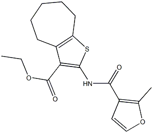 ethyl 2-[(2-methyl-3-furoyl)amino]-5,6,7,8-tetrahydro-4H-cyclohepta[b]thiophene-3-carboxylate 结构式