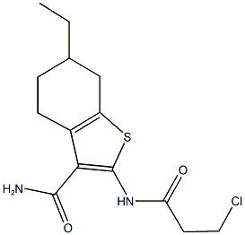 2-[(3-chloropropanoyl)amino]-6-ethyl-4,5,6,7-tetrahydro-1-benzothiophene-3-carboxamide Structure