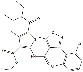 ethyl 2-({[3-(2,6-dichlorophenyl)-5-methyl-4-isoxazolyl]carbonyl}amino)-5-[(diethylamino)carbonyl]-4-methyl-3-thiophenecarboxylate,353478-86-1,结构式