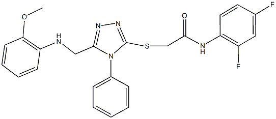 N-(2,4-difluorophenyl)-2-({5-[(2-methoxyanilino)methyl]-4-phenyl-4H-1,2,4-triazol-3-yl}sulfanyl)acetamide Struktur