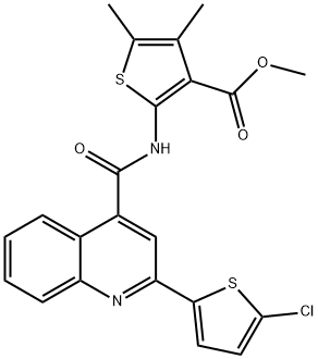 methyl 2-({[2-(5-chloro-2-thienyl)-4-quinolinyl]carbonyl}amino)-4,5-dimethyl-3-thiophenecarboxylate 化学構造式