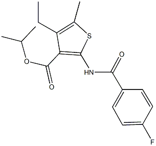 isopropyl 4-ethyl-2-[(4-fluorobenzoyl)amino]-5-methyl-3-thiophenecarboxylate 结构式