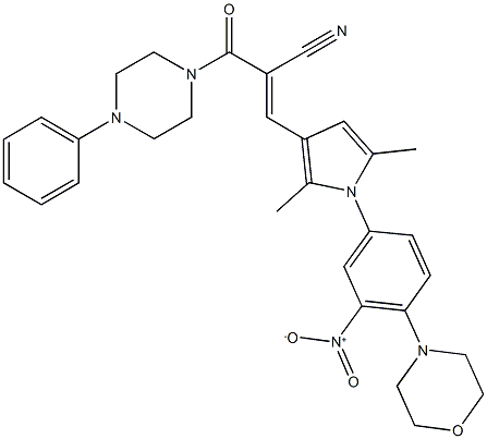 3-{1-[3-nitro-4-(4-morpholinyl)phenyl]-2,5-dimethyl-1H-pyrrol-3-yl}-2-[(4-phenyl-1-piperazinyl)carbonyl]acrylonitrile Structure