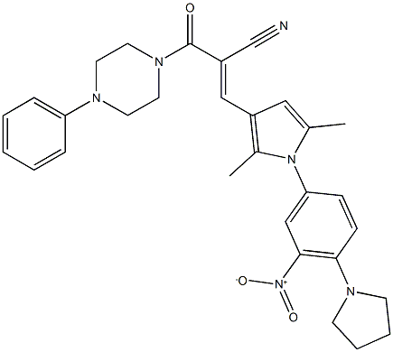 3-{1-[3-nitro-4-(1-pyrrolidinyl)phenyl]-2,5-dimethyl-1H-pyrrol-3-yl}-2-[(4-phenyl-1-piperazinyl)carbonyl]acrylonitrile Structure