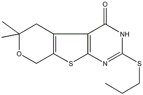 6,6-dimethyl-2-(propylsulfanyl)-3,5,6,8-tetrahydro-4H-pyrano[4',3':4,5]thieno[2,3-d]pyrimidin-4-one,353483-73-5,结构式