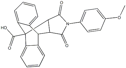 17-(4-methoxyphenyl)-16,18-dioxo-17-azapentacyclo[6.6.5.0~2,7~.0~9,14~.0~15,19~]nonadeca-2,4,6,9,11,13-hexaene-1-carboxylic acid 化学構造式