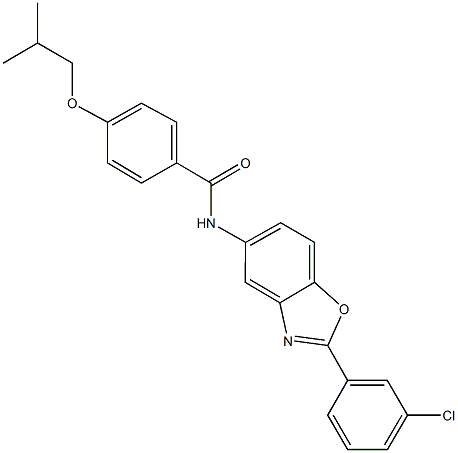 N-[2-(3-chlorophenyl)-1,3-benzoxazol-5-yl]-4-isobutoxybenzamide 化学構造式