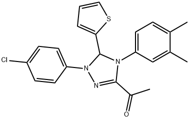 1-[1-(4-chlorophenyl)-4-(3,4-dimethylphenyl)-5-(2-thienyl)-4,5-dihydro-1H-1,2,4-triazol-3-yl]ethanone Structure