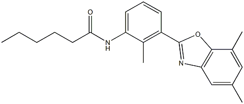 N-[3-(5,7-dimethyl-1,3-benzoxazol-2-yl)-2-methylphenyl]hexanamide 化学構造式
