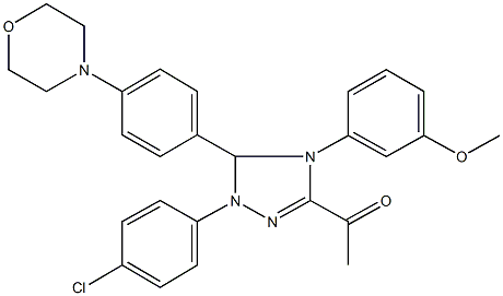 1-{1-(4-chlorophenyl)-4-(3-methoxyphenyl)-5-[4-(4-morpholinyl)phenyl]-4,5-dihydro-1H-1,2,4-triazol-3-yl}ethanone 化学構造式