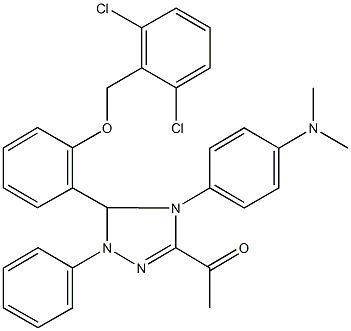 1-{5-{2-[(2,6-dichlorobenzyl)oxy]phenyl}-4-[4-(dimethylamino)phenyl]-1-phenyl-4,5-dihydro-1H-1,2,4-triazol-3-yl}ethanone Struktur