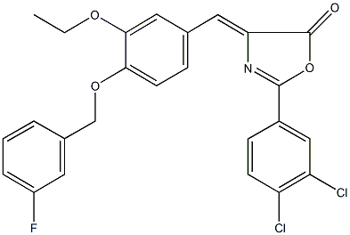 2-(3,4-dichlorophenyl)-4-{3-ethoxy-4-[(3-fluorobenzyl)oxy]benzylidene}-1,3-oxazol-5(4H)-one Structure