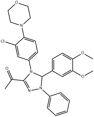 1-[4-[3-chloro-4-(4-morpholinyl)phenyl]-5-(3,4-dimethoxyphenyl)-1-phenyl-4,5-dihydro-1H-1,2,4-triazol-3-yl]ethanone,353489-41-5,结构式