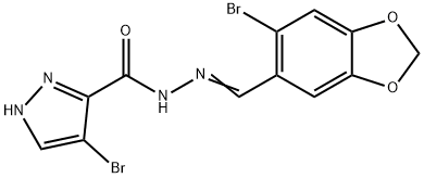 4-bromo-N'-[(6-bromo-1,3-benzodioxol-5-yl)methylene]-1H-pyrazole-5-carbohydrazide Structure