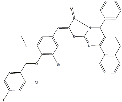 353500-24-0 10-{3-bromo-4-[(2,4-dichlorobenzyl)oxy]-5-methoxybenzylidene}-7-phenyl-5,7-dihydro-6H-benzo[h][1,3]thiazolo[2,3-b]quinazolin-9(10H)-one
