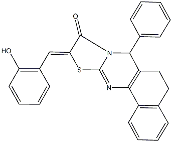 10-(2-hydroxybenzylidene)-7-phenyl-5,7-dihydro-6H-benzo[h][1,3]thiazolo[2,3-b]quinazolin-9(10H)-one Structure