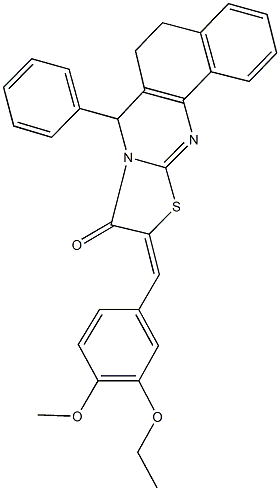 10-(3-ethoxy-4-methoxybenzylidene)-7-phenyl-5,7-dihydro-6H-benzo[h][1,3]thiazolo[2,3-b]quinazolin-9(10H)-one Structure
