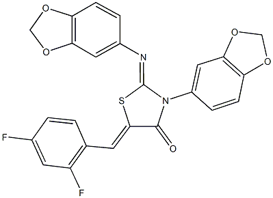 3-(1,3-benzodioxol-5-yl)-2-(1,3-benzodioxol-5-ylimino)-5-(2,4-difluorobenzylidene)-1,3-thiazolidin-4-one Structure