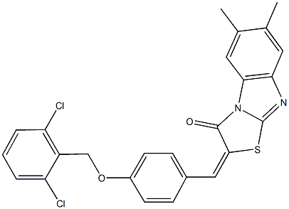 2-{4-[(2,6-dichlorobenzyl)oxy]benzylidene}-6,7-dimethyl[1,3]thiazolo[3,2-a]benzimidazol-3(2H)-one Struktur