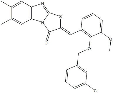 353500-70-6 2-{2-[(3-chlorobenzyl)oxy]-3-methoxybenzylidene}-6,7-dimethyl[1,3]thiazolo[3,2-a]benzimidazol-3(2H)-one